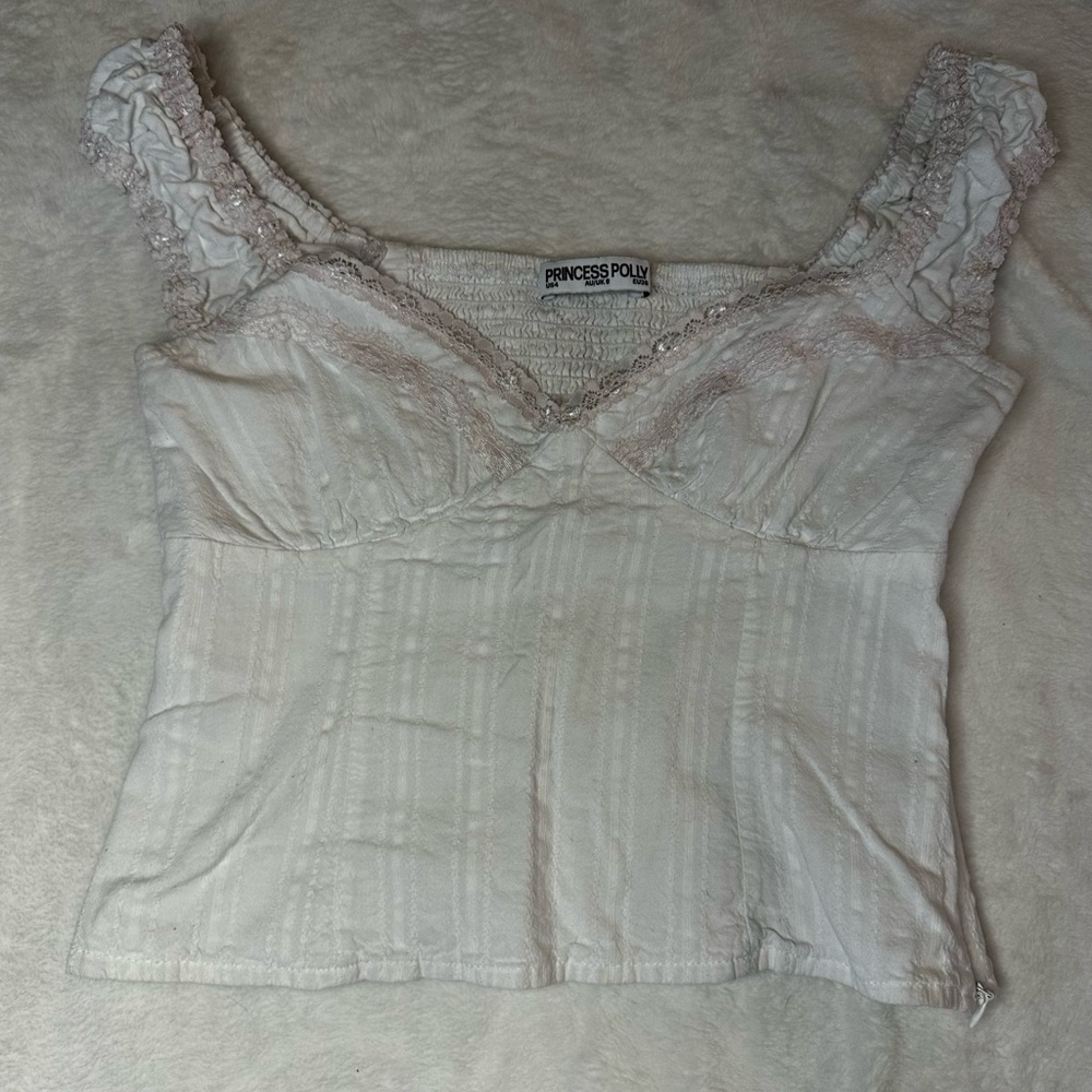 COPY - Princess Polly White Lace Trim Top